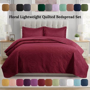 Luxury Ultrasonic Stitched Embossed Quilted Bedspread & Coverlet Set - Lightweight 1 Coverlet With 2 Pillow Shams