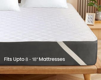 100% Waterproof Microfiber Mattress Protector With Corner Elastic Strap Band - Mattress Pad - White, Grey & Navy