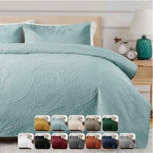 Bedspread Comforter Set Quilted Coverlet 3 Piece Quilt Set Bed Set Bedding Set Soft and Cozy Bed Comforter Lightweight Bedspread Set