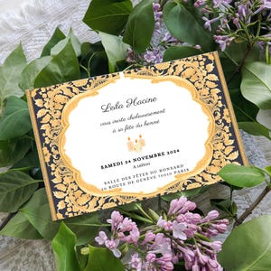 Carton invitation dorure personnalisable fête henné femme- religion/musulman/mariage/fiançailles