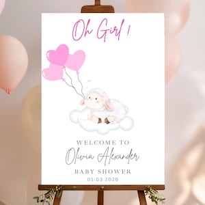 lamb baby shower sign,little lamb baby shower, lamb baby shower invitation, lamb baby shower decorations, lamb sign, Pink lamb baby shower