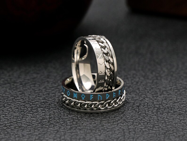 Fidgeting Viking Chain Rings for Men , Spinner Rings for Stress Relief ...