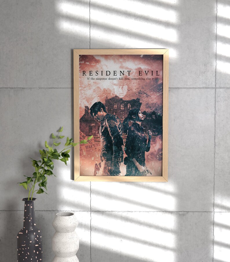 Resident Evil Cinematic Poster | Horror Game Fan Art | Leon & Claire Wall Print | Dark Movie-Style Gaming Decor image 8