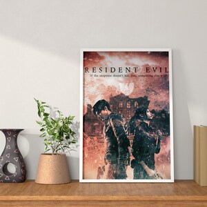 Resident Evil Cinematic Poster | Horror Game Fan Art | Leon & Claire Wall Print | Dark Movie-Style Gaming Decor image 2