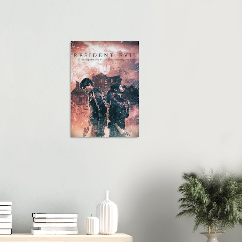 Resident Evil Cinematic Poster | Horror Game Fan Art | Leon & Claire Wall Print | Dark Movie-Style Gaming Decor image 6