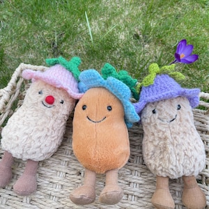 Crocheted flower hat - Handmade costume for jellycat Amuseables Peanut