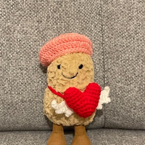 Crocheted Valentine’s Day outfit -Handmade costume for jellycat Amuseables Peanut