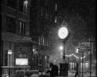Dark snowy night