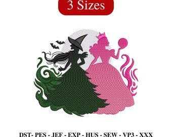 Changed For Good Embroidery File, Wicked Inspired Embroidery Design, Witch Hat Broom Star Wand Crown Idea, Good Witch Design - 3 Sizes