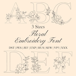 Floral Alphabet Embroidery Designs: A-Z Flower Monogram (Instant Download)