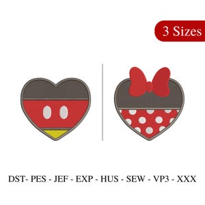 Valentines Day Mickey Embroidery Design, Cartoon Minnie Embroidery Design, Valentine Day Embroidery File, Couple Matching Shirts Merchandise