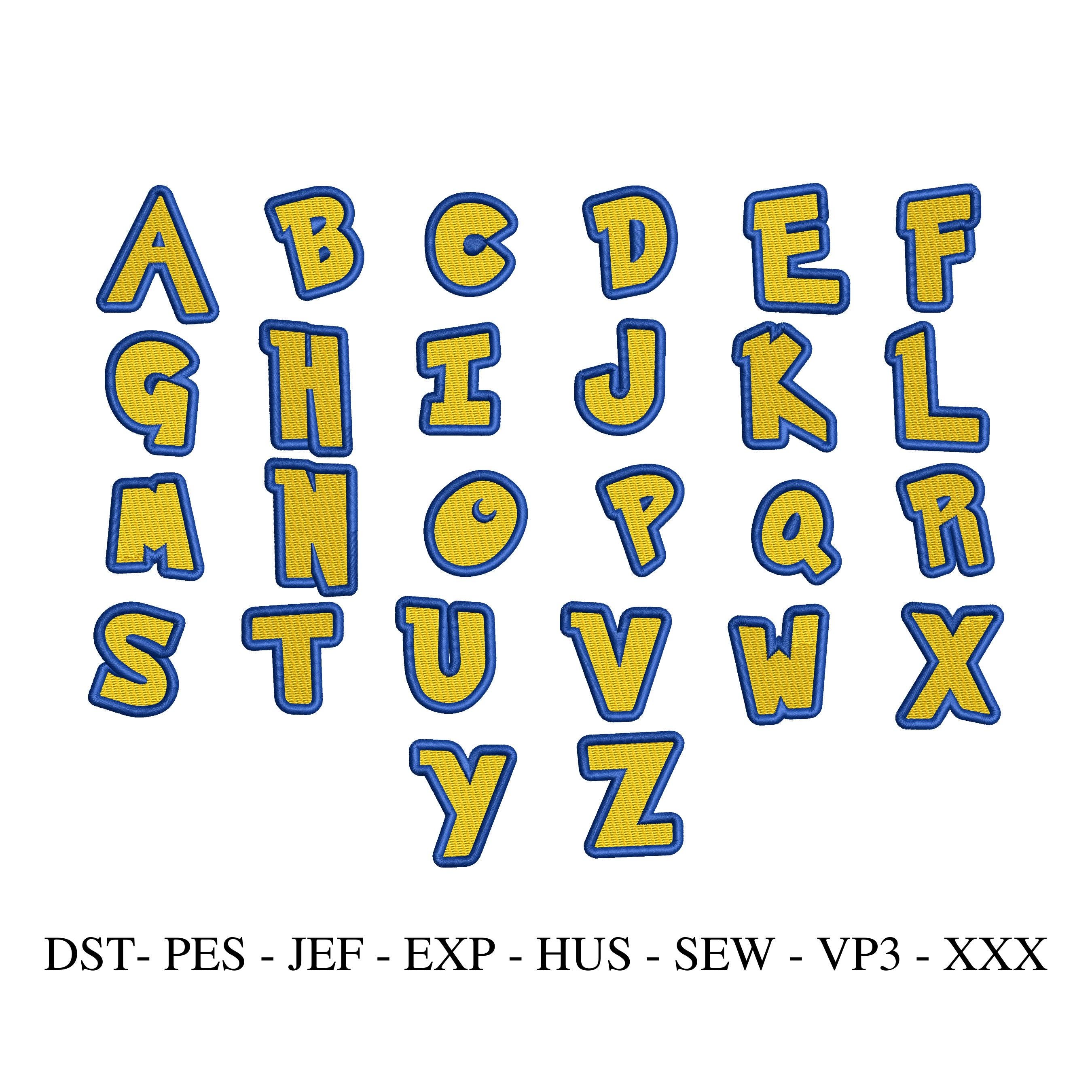 Pokemon Font Embroidery Design, Anime Embroidery Font, Pokemon ...