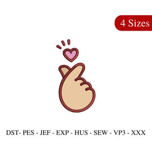 Korean Finger Heart Embroidery Design: BTS Army, KPOP (Digital Download)