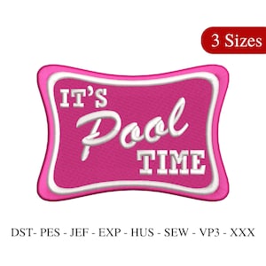 Pool Time Embroidery Design: Summer Swimming Pool (Instant Download, 3 Sizes)