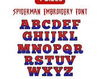 Spiderman Embroidery Font: Superhero Alphabet Embroidery (4 Sizes) (Digital Download)