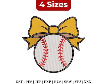 Baseball Coquette Embroidery, Baseball Girly Embroidery, Game Day Baseball, Baseball Mom - 4 Sizes - Instant Download