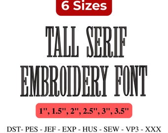 Hoog serif-borduurlettertype, eenvoudig serif-borduurlettertype - 6 maten - direct downloaden