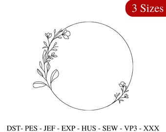 Floral Wreath Embroidery Design, Floral Embroidery File, Aesthetic Flowers Embroidery