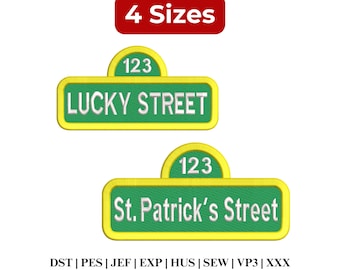 Lucky Street Embroidery, St. Patrick's Street Embroidery, Kids Street Monster Design - 4 Sizes - Digital Download