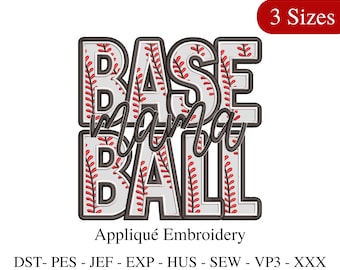 Baseball Mama Applique Embroidery Design - Sports Mom (Instant Download)