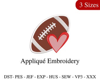 Fußball Herz Applikation, Stickdatei - 3 Größen (Instant Download)