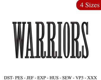 Warriors Puff Embroidery Design: Football Puff Hat Embroidery, Highschool Football Team Embroidery (4 Sizes) (Instant Download)