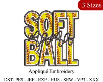 Softball Mama Applique Embroidery Design - Sports Mom (3 Sizes) (Instant Download)