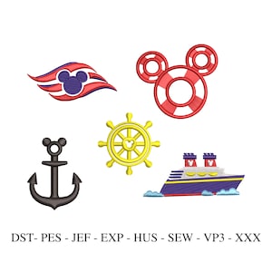 Mickey Cruise Embroidery Design, Mickey Embroidery Design, Vacation Cruise Embroidery File - 8 Formats - Instant Download