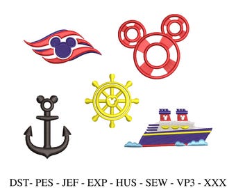 Mickey Cruise Embroidery Design: Vacation Embroidery File (Instant Download)