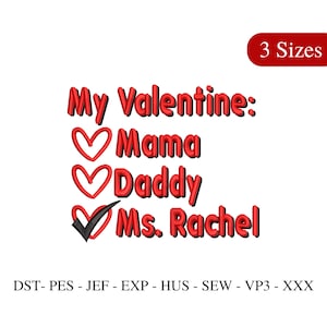 Ms Rachel Valentine Embroidery Design: Kids Valentine (3 Sizes) (Instant Download)