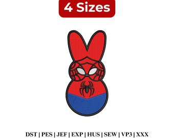 Easter Bunny Spiderman Embroidery, Kids Easter Embroidery File, Easter Holiday Merch - 4 Sizes - Digital Download