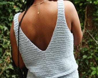 Boho Beach Top Knitting Pattern: V-Neck Summer Singlet (PDF Download)