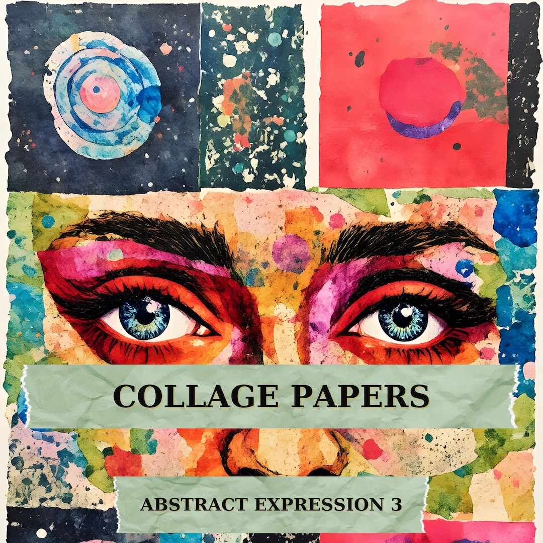 Abstract Expression Collage Papers 3 – 12 Mixed Media Art Journal Pages ...