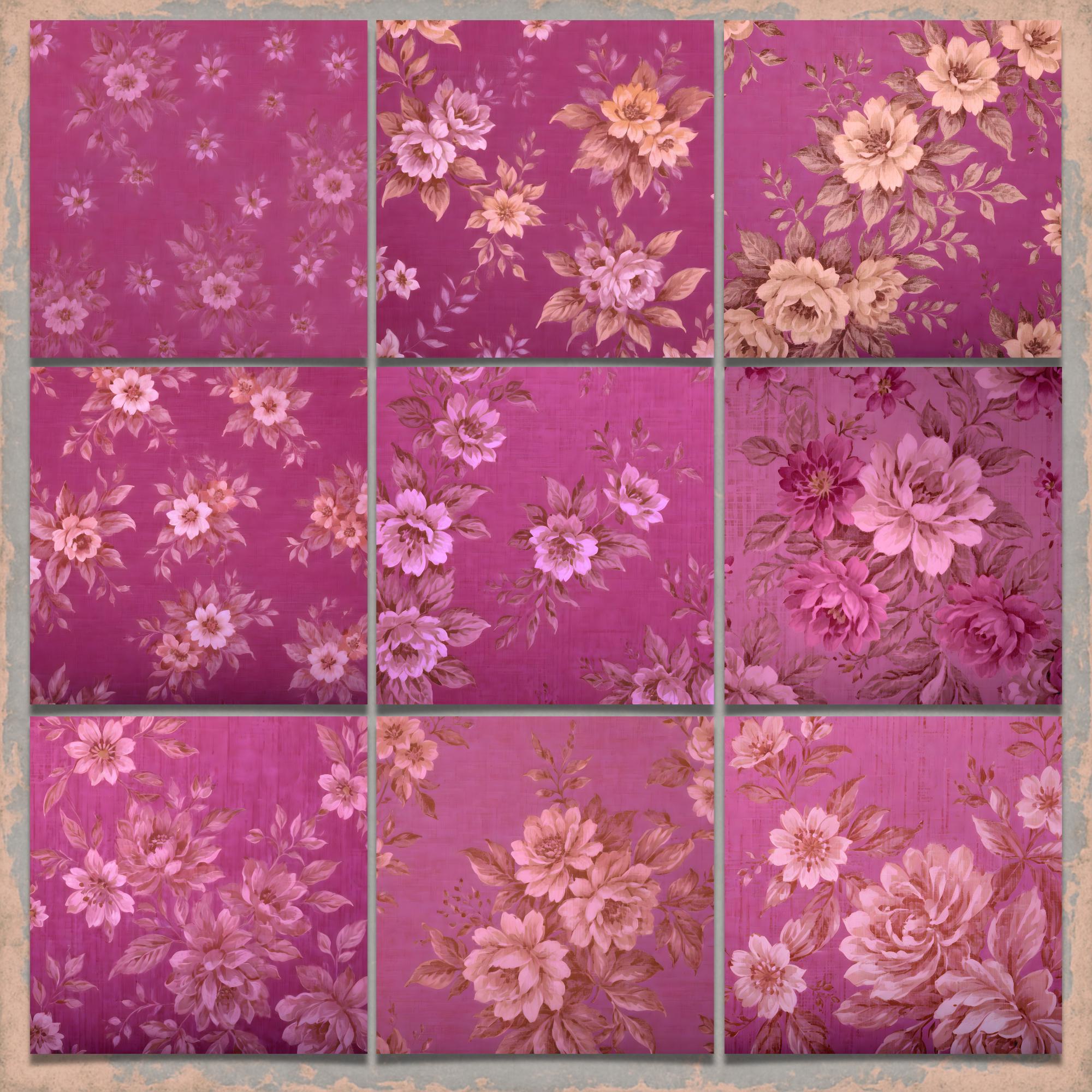 Pink Floral Scrapbook Paper – Vintage Rose Digital Paper Pack, Shabby ...