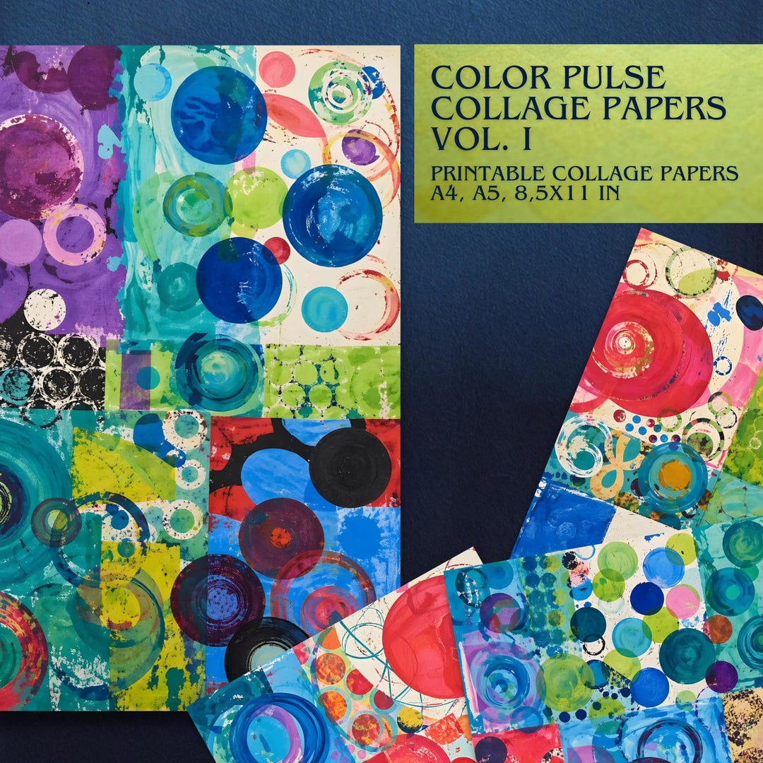 Color Pulse Collage Papers Vol.1, Abstract Geometric Printable Papers ...
