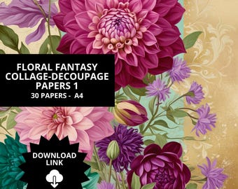 Floral Fantasy Collage-Decoupage Papers 1
