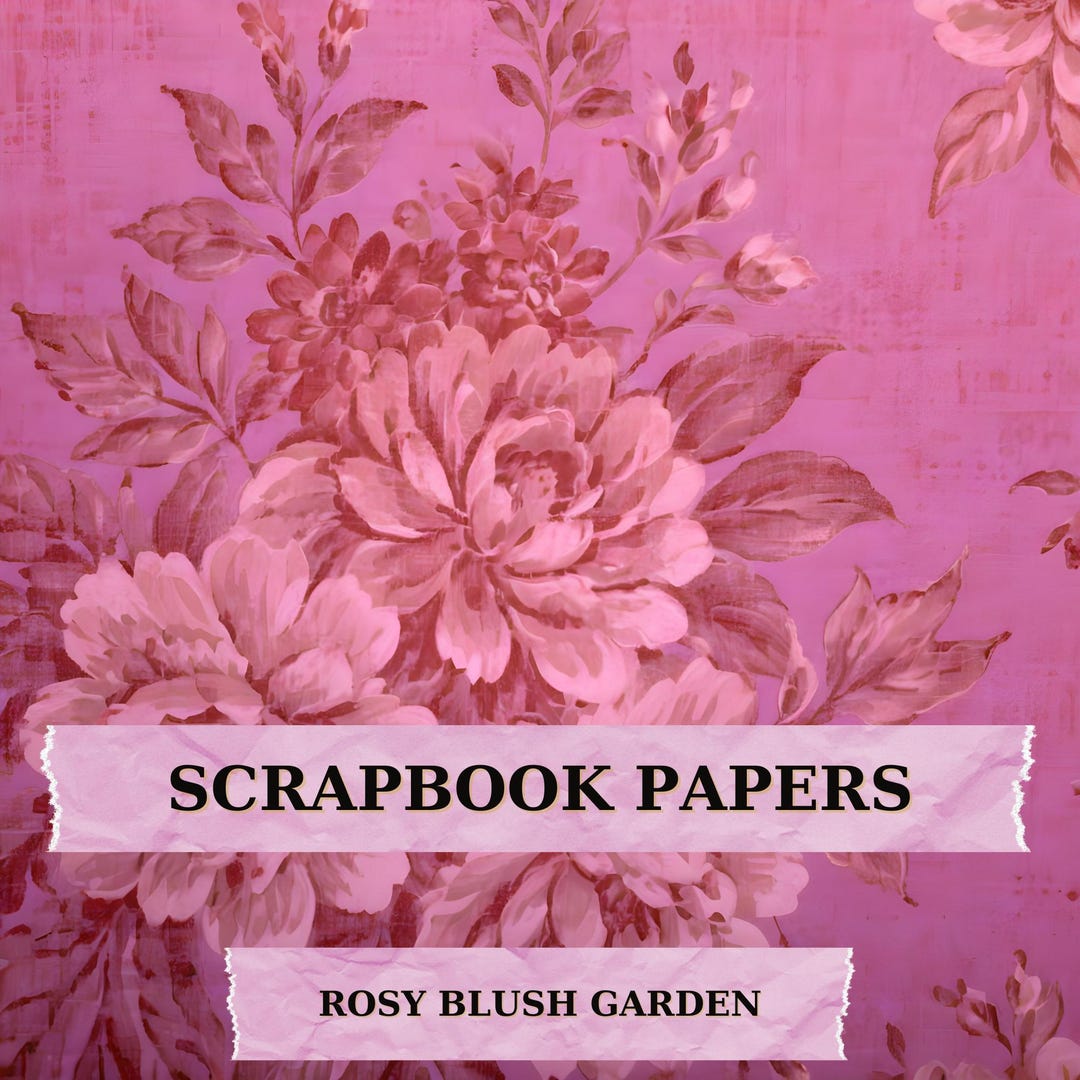 Pink Floral Scrapbook Paper – Vintage Rose Digital Paper Pack, Shabby ...