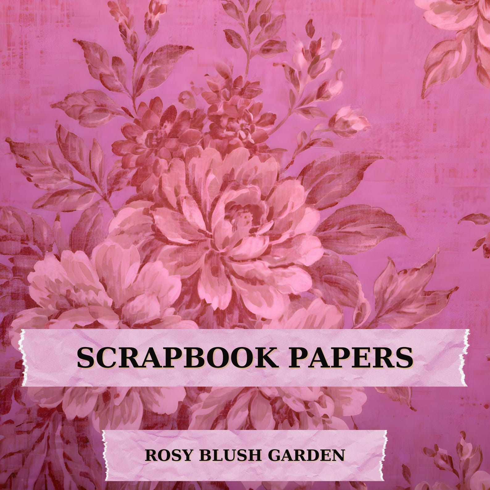Pink Floral Scrapbook Paper – Vintage Rose Digital Paper Pack, Shabby ...