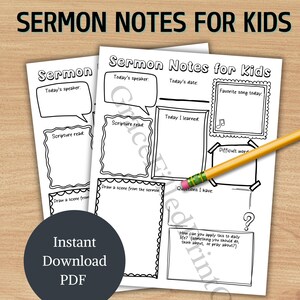 Sermon Notes For Kids Printable Church Note Taking Sunday School Printout Instant Download Bible Study Kids Church Note Page Bible Lesson