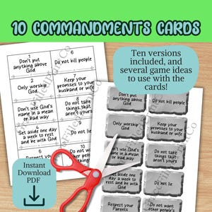 Ten Commandments Memory Cards Activity 10 Commandments Children Printable Flashcards Christian Teaching Resources Bible Flashcards VBS Card