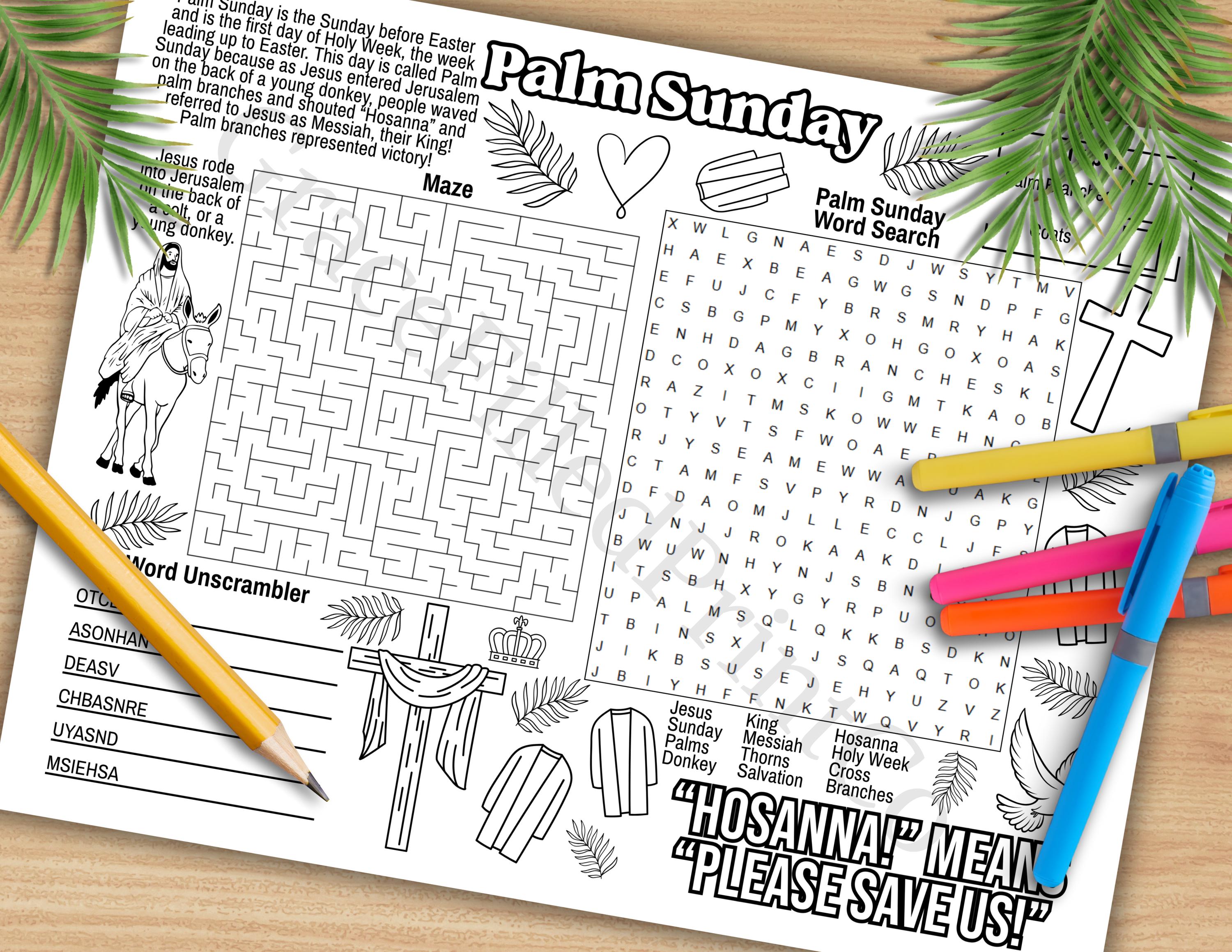 Palm Sunday Activity Placemat Printable | Holy Week Kids Craft ...