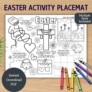Christian Easter Placemat for PreK Easter Coloring Page Toddlers Easter Activities Page Easter Sunday Bible Lesson  Religious Activity Sheet