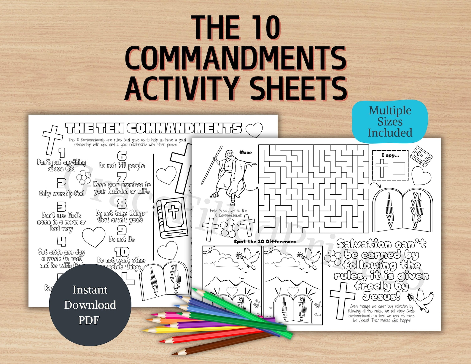 The Ten Commandments Activity Sheets for Kids Christian Activities ...