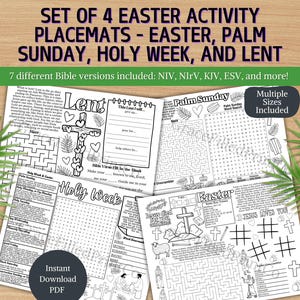 Easter, Palm Sunday, Holy Week & Lent Activities for Kids Printable Christian Crafts Easter Activity Page Holy Week Bible Lesson Sunday Game
