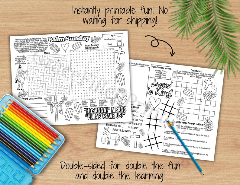 Palm Sunday Activity Placemat Printable | Holy Week Kids Craft ...