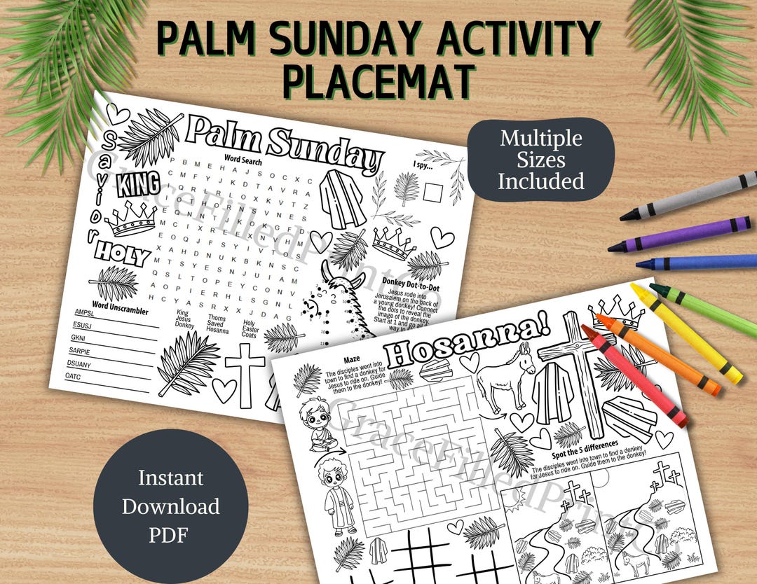Palm Sunday Activity Placemat Easter Crafts for Kids Holy Week ...