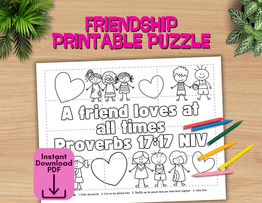 Christian Friendship Printable Puzzle, Sunday School Games, Proverbs 17 ...