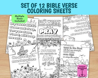 Dibujos para colorear con versículos bíblicos: Escrituras cristianas para colorear para niños (PDF digital imprimible)