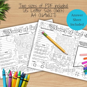 Names of God Activity Placemat: Bible Lesson Printable, Sunday School ...