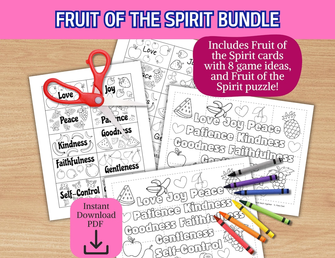 Fruit of the Spirit Printable Puzzle and Cards Bible Crafts Fruit of ...